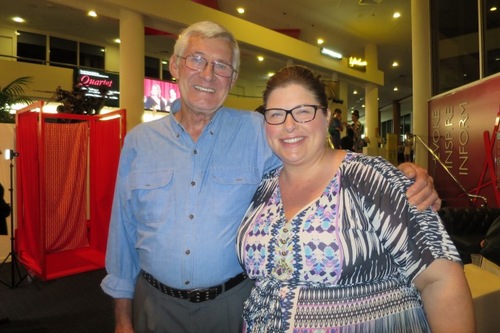 Radio announcer Moyra Major and father-in-law Kevin Major at The Arts Centre Gold Coast on March 5