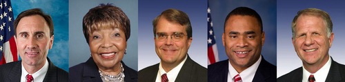 Representatives Peter Olson, Eddie Bernice Johnson , John Culberson, Marc Veasey and Ted Poe (left to right)