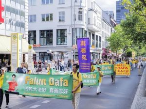 Marching through downtown Berlin.