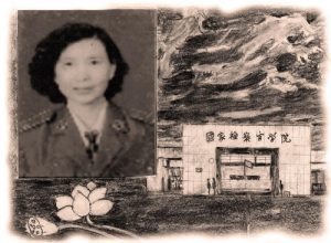 Drawing 1: Ms. Li’s picture on the left; the sign on the right reads “National Prosecutors College of P.R.C.”