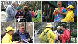 People learn about Falun Gong and the persecution in China.