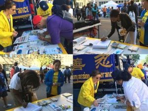 People sign petitions calling to stop the suppression in China.