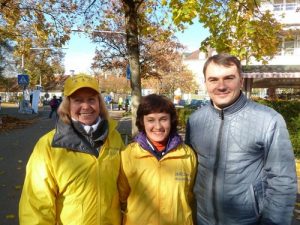 Left to right: Alexandra, Carolina, and Denis from Ukraine traveled more than 20 hours to Munich to participate in the event.