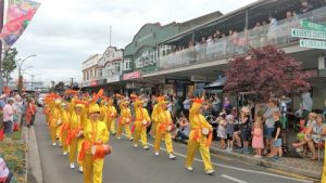 Falun Gong practitioners perform in Christmas parades.