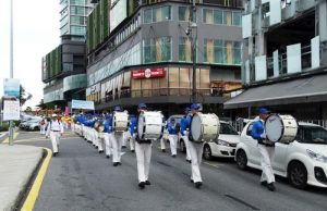 Parade in commercial district of Subang Jaya, Selangor.