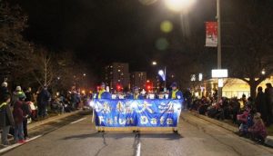 Falun Dafa practitioners joined the parade in Ajax, Ontario on November 26.