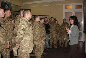 Students and faculty from the State Flight Academy of Ukraine visit the exhibition.