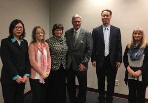 State Representative Lynn Morris (3rd from the right) and State Senator Jill Schupp (3rd from the left) with Missouri Falun Gong practitioners.