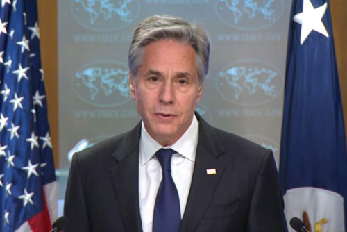 Screenshot of Secretary Blinken at the press release for the “2023 Country Reports on Human Rights Practices”

